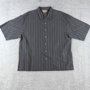 Pussers Island Reserve Mens XL Silk Cotton Shirt Gray Textured Stripe
